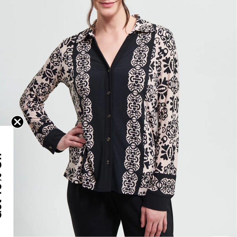 Joseph Ribkoff WOMENS 12 Black/Sand Blouse
Style 213275